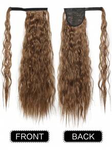 女性/女孩高大蓬鬆抽繩馬尾裝扮,夾式接鬆緊棉圈合成馬尾辮髮飾,適合日常使用 - 鏽棕色 - 查看 2