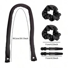 睡眠头带无热卷发器，女士无热造型器，适合过夜卷发和蓬松秀发，返校、旅行度假必备品，女士发饰 - 黑色 - 查看 3