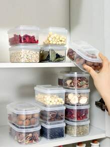 1pc Plastic Kitchen Condiment Storage Box Drawer Style Condiment Box Home Spice Separation Box Flip Cover Spice Box - Clear - View 2