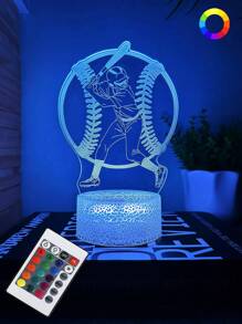 1入組遙控16種顏色3d棒球夜燈usb觸摸床頭燈,創意生日/節日裝飾臥室裝飾,適用於棒球迷 - 彩色 - 查看 1