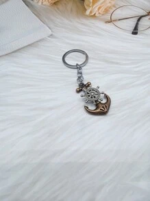 Street 1pc Men's Retro Pirate Ship Keychain With Rotating Anchor Design Pendant Car Accessories Bag Charm Backpack For School
