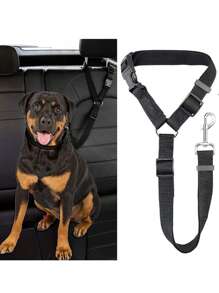 Pet Car Belt Nylon Lead & Adjustable Backseat Belt For Dogs & Cats - Black - View 1
