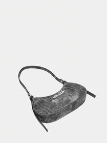 1pc Metallic Decor Punk Style Pu Crossbody Bag For Women With Zipper, Fashionable Adjustable Shoulder Strap, Shoulder Bag Suitable For Travel Use , Goth - Black - View 3