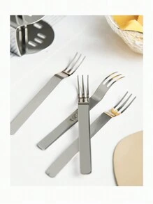 6pcs/Set Stainless Steel Dessert Forks With Holder, Creative Fruit Fork Cutlery Set