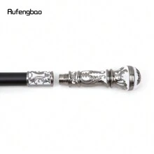 rufengbao 銀白色豪華圓柄時尚手杖適合派對裝飾手杖優雅十字旋鈕手杖 93 厘米 - 白色 - 查看 8