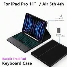 Backlit TrackPad Keyboard Case Compatible With Ipad Pro 11 Inch 1st 2nd 3rd 4th 2018-2022 Compatible With Ipad Air 5th 4th Generation Tablet Magic Smart TouchPad Keyboards - Black-english Layout - View 1