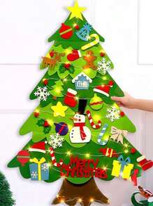 A Set Green DIY Felt Christmas Tree Merry Christmas Decorations For Home Christmas Ornament Xmas Gifts Santa Claus New Year Tree Without Christmas Lights,Christmas