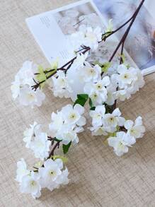 1pc/3pcs/6pcs 27.6'' Artificial Cherry Blossom Branches White Faux Cherry Flowers Peach Branches Silk Tall Stems For Home Living Room Dining Table Decoration, Wedding Party DIY, Courtyard Sakura Branch Stem, Valentine Day, Gift Gifts Birthday Graduation