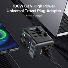 Llano Pd100w萬用旅行插頭轉換器qc3.0 世界旅行ac電源充電器 Au Us Uk Eu轉換器快速充電多種設備 - 白色 - 查看 3