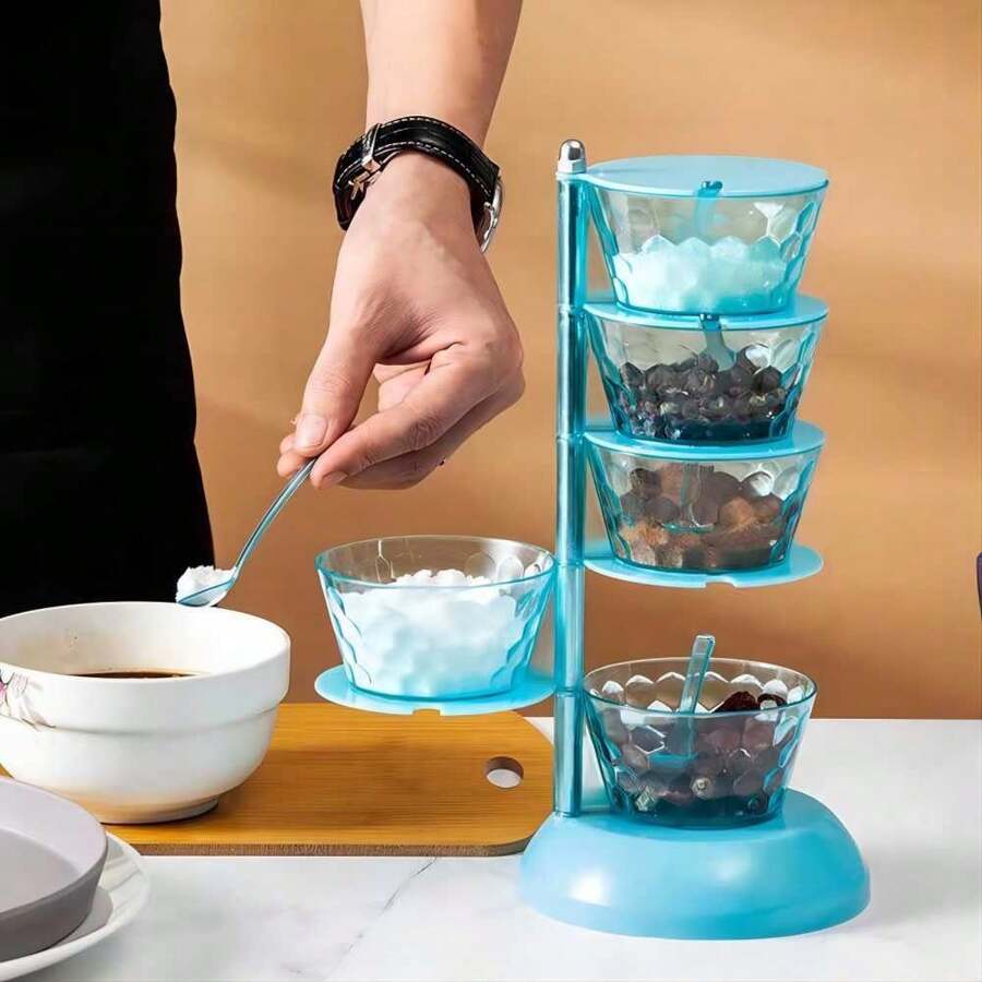 5-Tier Plastic Spice Rack - Blue - View 1