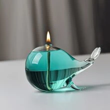 1個新創意鯨魚造型玻璃油燈燭台小裝飾品,適用於婚禮儀式及家居裝飾 - 無色 - 查看 2