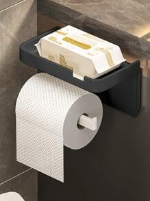 1 件壁掛式浴室紙巾架,無需鑽孔,衛生紙架,適用於廚房、浴室、客廳 - 黑色 - 查看 5