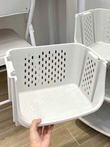 1pc Stackable Kitchen Basket Desktop Storage Organizer For Vegetables, Fruits And Sundries - Grey - View 4