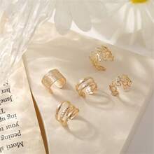 Five-piece Set Of Ear Cuffs - Gold - View 3