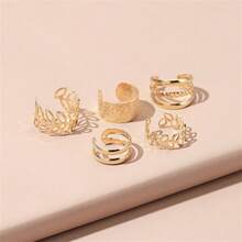 Five-piece Set Of Ear Cuffs - Gold - View 4