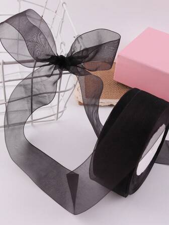45m Roll 4cm Tulle Ribbon Handmade Rose Flower Supplies, Transparent Organza Ribbon, Gift Bow, Chiffon Colorful Ribbon