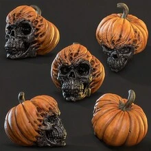 Độc ác Quả bí ngô Sọ Halloween Quả bí ngô Đồ trang trí Đồ trang trí Ngoài trời Sân vườn Nhựa Thủ công mỹ nghệ 1 Miếng - Đầu bí ngô loại C - Xem 3