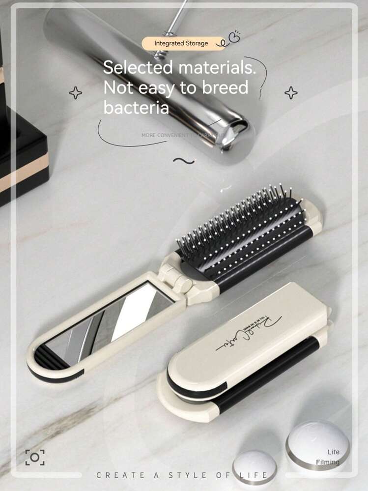 1個 折りたたみ式クッション エアバッグ付き 携帯ミニヘアブラシ 長髪