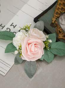 1pc Artificial Flower Cake Topper For Dining Table Decoration - Pink - View 1