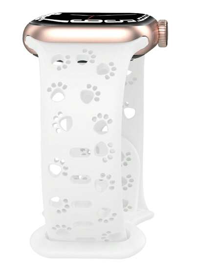 Unisex Soft Silicone Hollow Out Cat Paw Sport Watch Band, 38/40/41/42/44/45/49mm, Compatible With Apple Watch 8/7/6/5/4/3/2/1/se