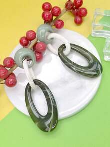 幾何樹脂裝飾長吊墜耳環,女性鮮明復古飾品,適用於派對 - 藍色 - 查看 6