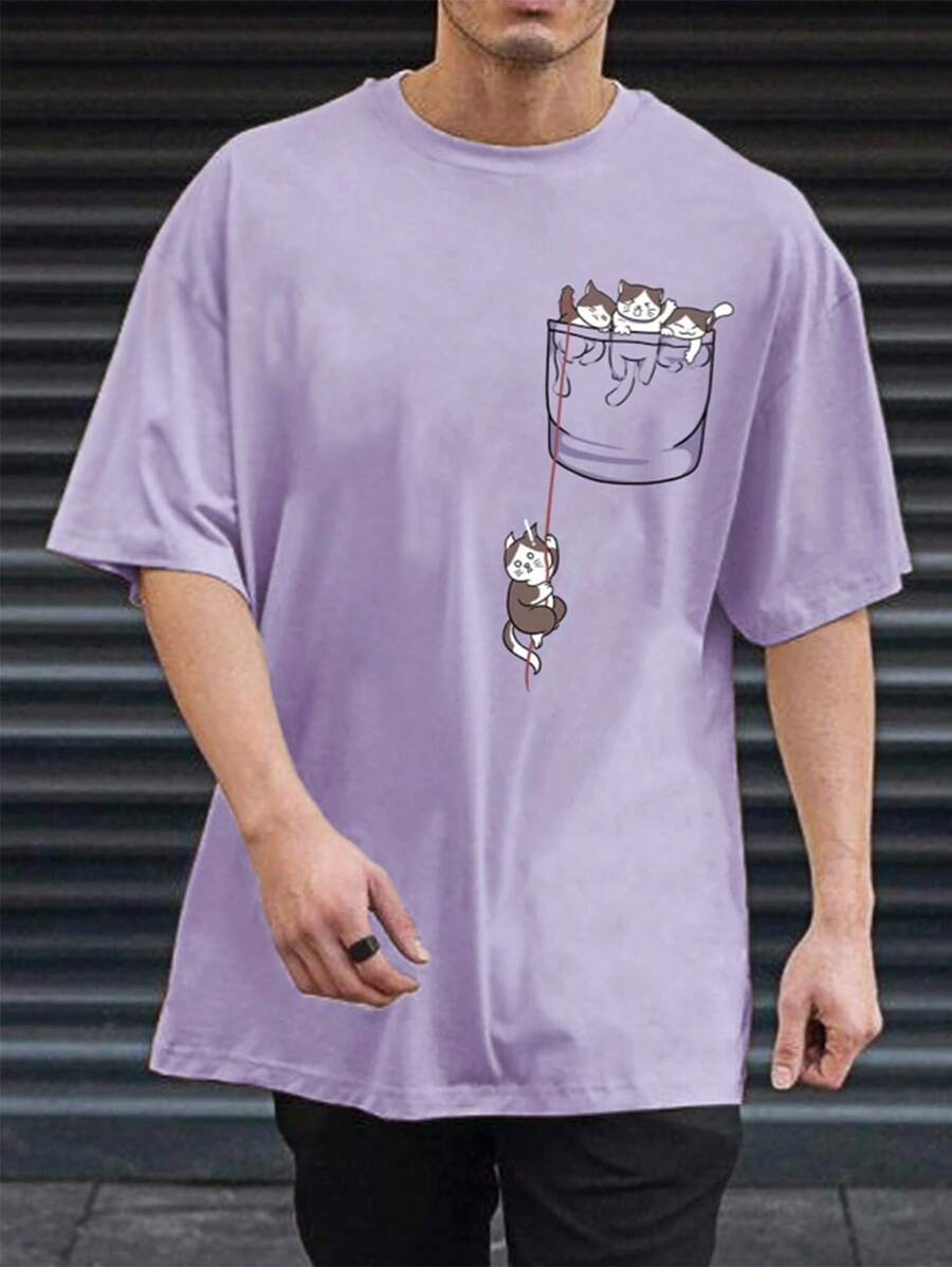 Men T-Shirts - 中紫紅色 - 查看 1