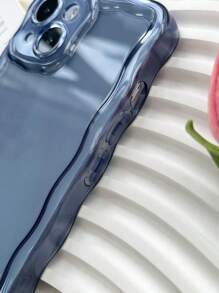 1pc Fashionable Wavy Anti-Shock TPU Phone Case Compatible With IPhone - Blue - View 3