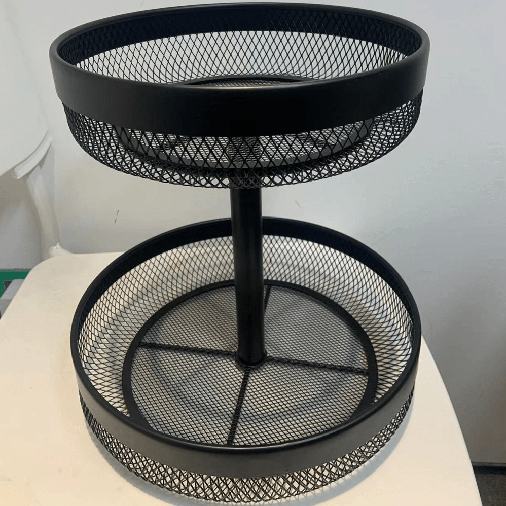 1pc Matte Black Double Layer Mesh Fruit Basket, Suitable For Storing