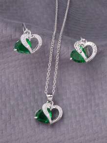 1 Set Of 3pcs Pink Heart Jewelry Set: 1 Pair Of Earrings And 1 Necklace - View 10