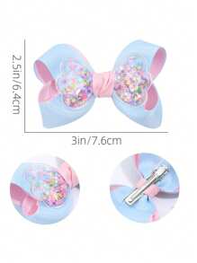2 件/包 Pvc 閃光蝴蝶翅膀和藍色/粉色蝴蝶結髮夾 - 彩色 - 查看 7