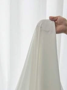 1 Pieza De Cortina Transparente Blanca Lisa Para Dormitorio, Filtrado De Luz, Cortinas Románticas Con Volantes, Cortina Corta Semitransparente Decorativa De Seda Sintética Para Cocina - Blanco - Ver 6