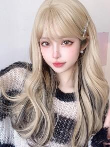 alicegarden 1 Piece Synthetic Heat-Resistant, Long Wave Wigs In  Multi Color, 24 Inches Long, Made From Fiber, Suitable For Daily Use, Natural And Realistic False Hairpiece.Full Machine Weave Daily Natural Realistic Wig