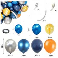 87 件外太空气球花环套装，宇宙太空行星派对气球花环套装金属蓝色海军蓝大理石玛瑙乳胶气球用于生日派对装饰 - 玫瑰金 - 查看 4