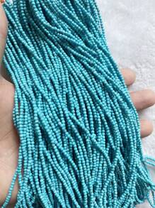 2mm綠松石黑線萊蒂石頭自然石頭散珠,適用於藍色項鍊手鍊耳環珠寶套裝製作diy設計 - 藍色 - 查看 7