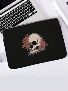 Bolso para laptop con patrón impreso de calavera dibujado a mano, con asa, bolso de computadora con cierre, portátil multifuncional y práctico para oficina, escuela, aula, bolsos para laptop, bolsos de aula, bolsos de almacenamiento para maestros, bolsos organizadores de aula - Multicolor - Ver 1