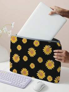 Hand-Painted Sunflower & Bee Pattern Printed Laptop Bag Classroom Laptop Bags Classroom Bags Teacher Storage Bags Classroom Organizer Bags Back To School For School For Tablet Back To School Supplies Laptop Cover Laptop Sleeve Laptop Bags & Cases School Essentials - Multicolor - View 3