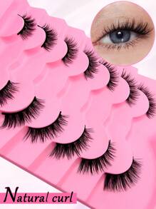 7 Pairs Full False Lashes 12mm Short Half Lashes Faux Mink Cat Eye Look Tail Elongated Strip Lashes Strip Lashes,Lashes,Eyelashes,Fake Lashes