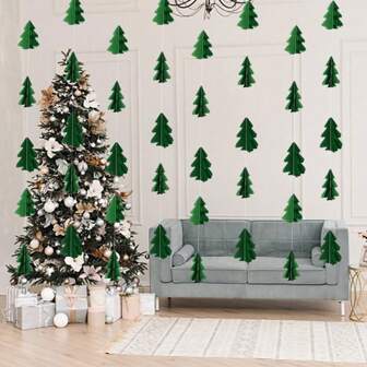 15pcs Christmas Holiday Green Tree Ornament,Christmas