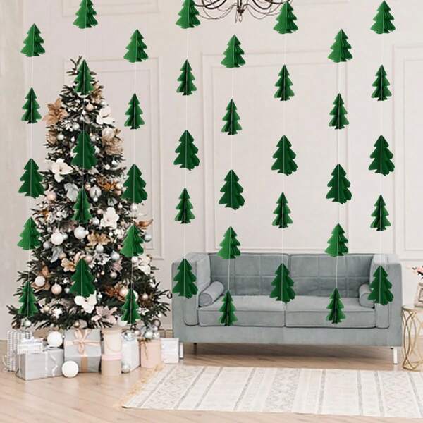 15 piezas Ornamento de árbol de Navidad verde, Navidad