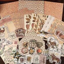 1包68張創意書寫材料,復古風格可撕裂的留言紙張,適用於diy手作日誌裝飾 - 彩色 - 查看 1