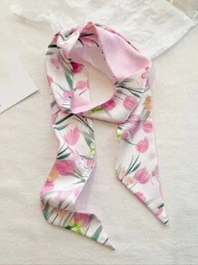 4pcs Women's Hair Ties With Flower Ribbon Bow For Daily Use - Multicolor - View 4