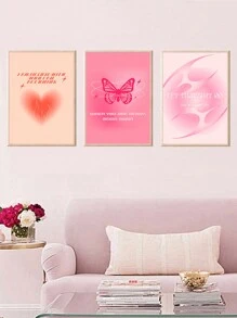 3pcs Gradient Halo Home Decor Canvas Painting, Canvas Only - Multicolor - View 4