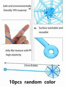 10入組蜘蛛網設計派對黏玩具 - 彩色 - 查看 3