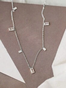 Nooxian 1 件女士钛钢项链，欧美风格，简约设计，锁骨链，时尚配饰（吊坠数量随机）