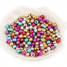 4-12mm混色皺紋珠子,圓形鬆散間隔珠子,用於製作珠寶首飾,diy項鍊手鐲配件 - 彩色 - 查看 3