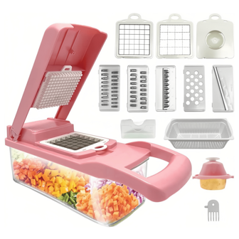 16-Piece Set Of Multifunctional Vegetable Chopper Handle Food Grater Vegetable Slicer Container Onion Chopper Dicer Household Potato Chopper Kitchen Essentials