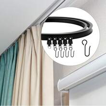 5 Meters 16.4Ft Có thể uốn cong Trần nhà Đã gắn Rèm Và Phụ kiện , Linh hoạt Cong Trần nhà Rèm Đối với Cửa sổ vịnh Phòng Dải phân cách Rèm cửa nhà tắm Bệnh viện Rèm theo dõi Hệ thống ( Đen ) - màu đen - Xem 6