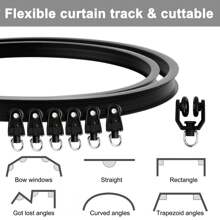 5 Meters 16.4Ft Có thể uốn cong Trần nhà Đã gắn Rèm Và Phụ kiện , Linh hoạt Cong Trần nhà Rèm Đối với Cửa sổ vịnh Phòng Dải phân cách Rèm cửa nhà tắm Bệnh viện Rèm theo dõi Hệ thống ( Đen ) - màu đen - Xem 4