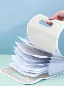 1pc A4 Vertical Edged Document Bag For Exam Paper Storage, Stationery - White - View 1