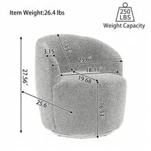 Swivel Barrel Chair, Teddy Sherpa Upholstered Modern Round Accent Arm Chairs, 360 Degree Swivel Small Single Sofa Armchair for Nursery Living Room Bedroom
